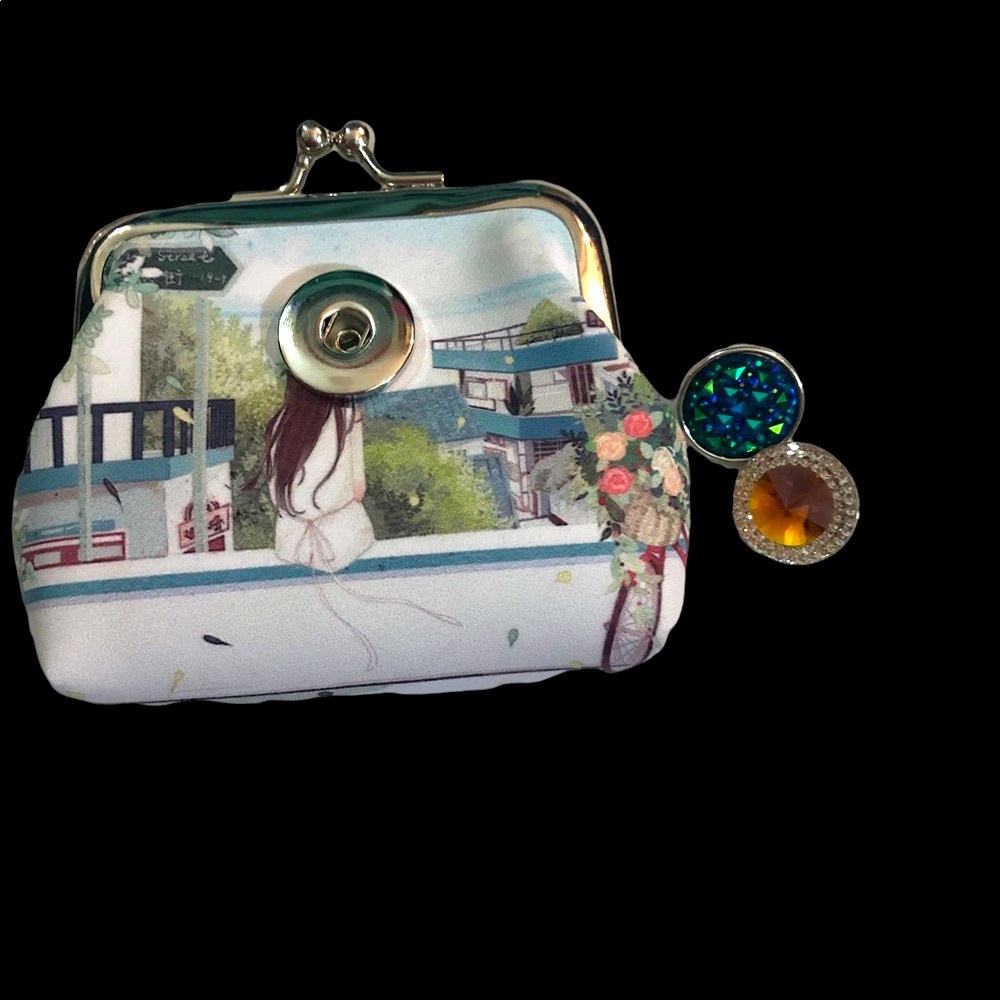 GORGEOUS SNAP BUTTON CHANGE PURSE with extra interchangeable snap button